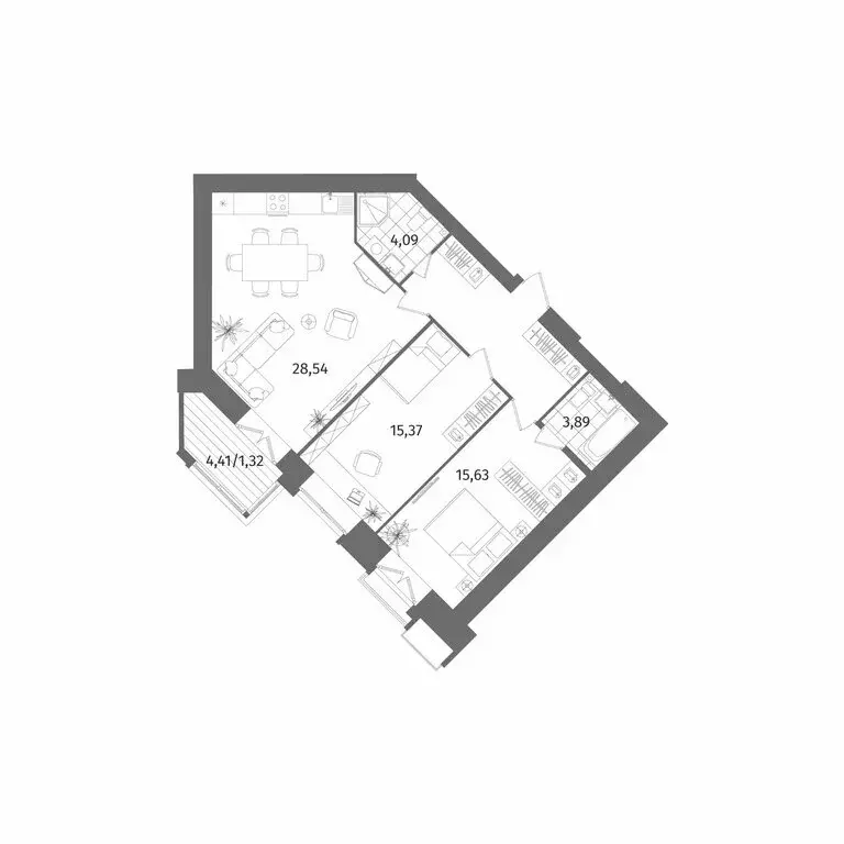 2-комнатная квартира: Санкт-Петербург, Лиственная улица, 20к2 (79.4 м) - Фото 1