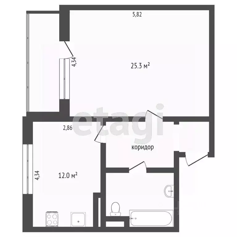 1-к кв. Ханты-Мансийский АО, Сургут Пролетарский просп., 2/1 (50.9 м) - Фото 2