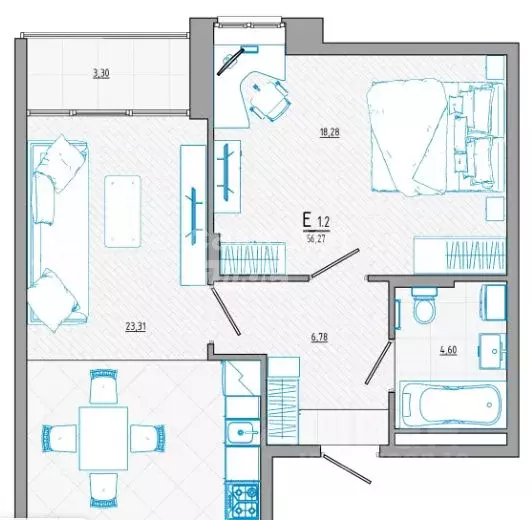 2-к кв. Курская область, Курск ул. Росинка, 7 (57.37 м) - Фото 1