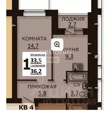 1-к кв. Ивановская область, Ивановский район, Богданихское с/пос, д. ... - Фото 2