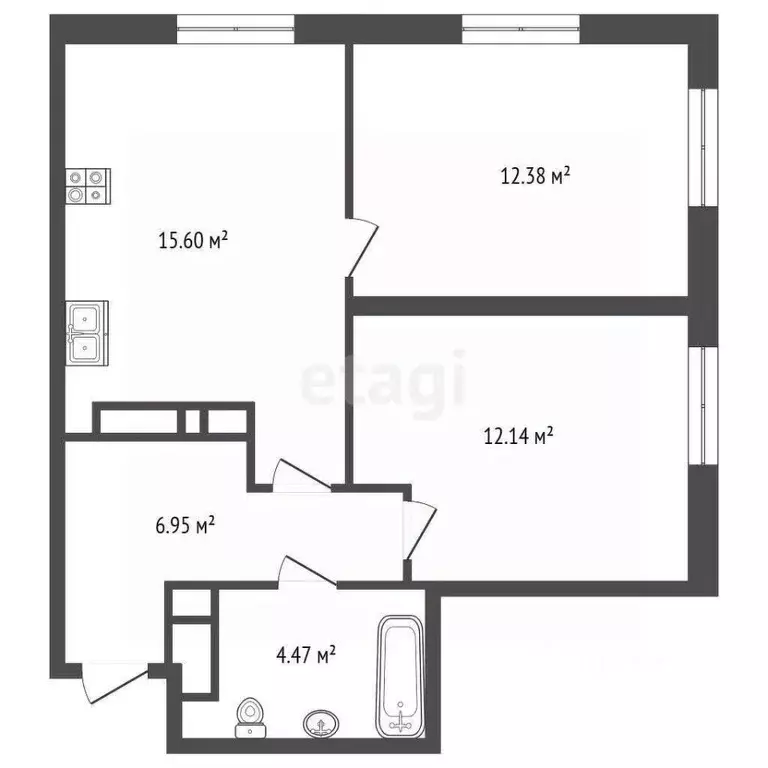 2-к кв. Тюменская область, Тюмень ул. Фармана Салманова, 15 (50.7 м) - Фото 2