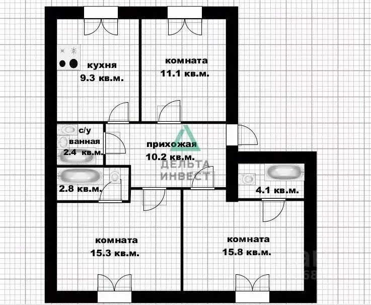 3-к кв. Башкортостан, Уфа ул. Худайбердина, 24 (71.0 м) - Фото 2