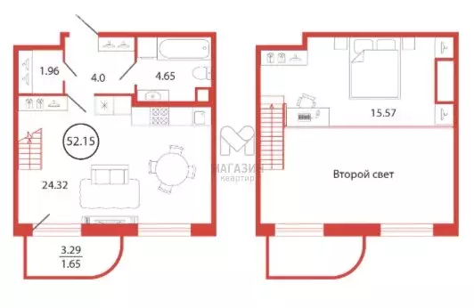 1-комнатная квартира: Бугры, аллея Ньютона, 2 (52.15 м) - Фото 0