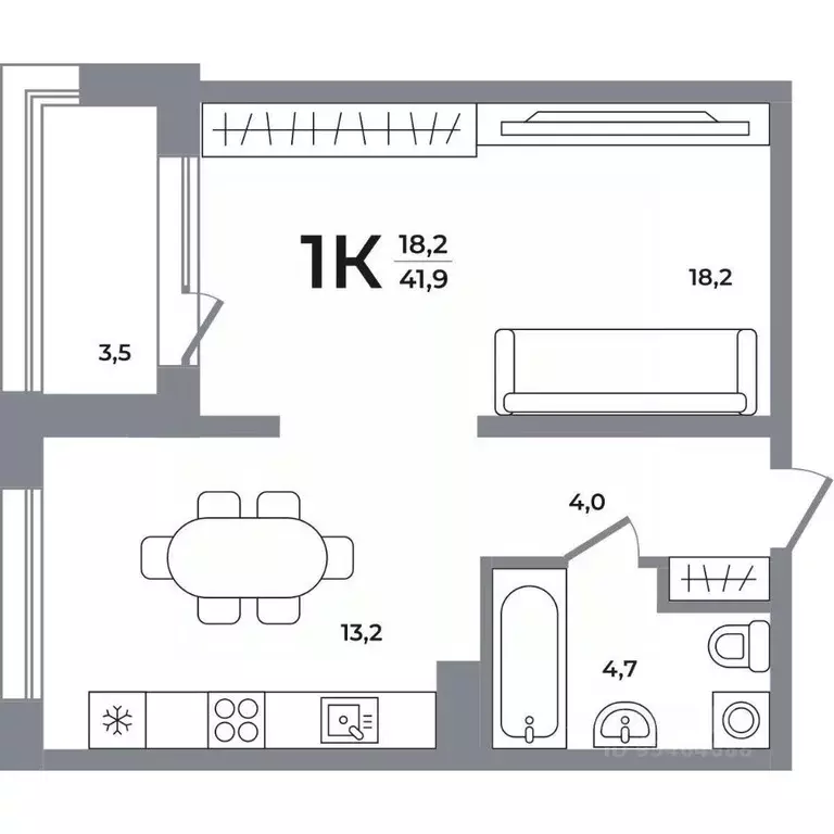 1-к кв. Новосибирская область, Новосибирск Беловежский мкр,  (41.4 м) - Фото 0