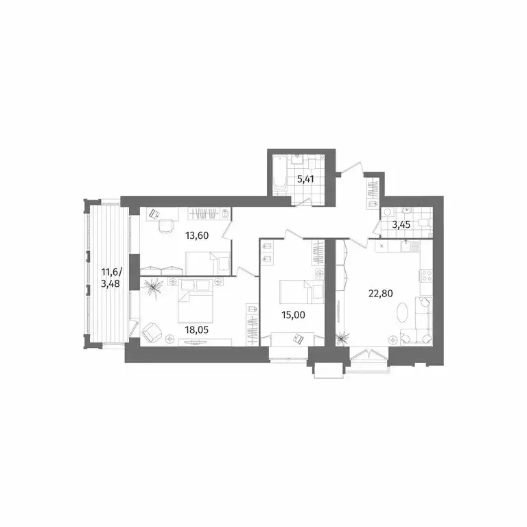 3-комнатная квартира: Санкт-Петербург, Лиственная улица, 20к2 (96.4 м) - Фото 1