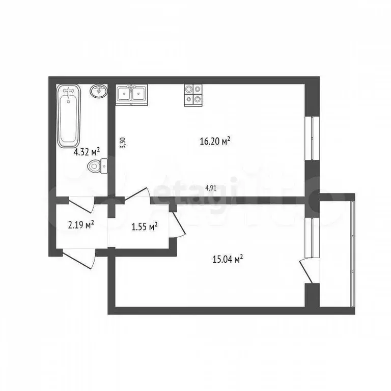 1-к. квартира, 40 м, 3/10 эт. - Фото 0