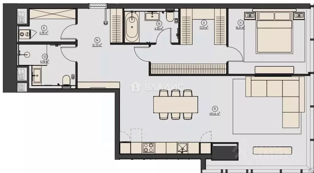 2-к кв. Москва 1-й Красногвардейский проезд, 21с1 (115.0 м) - Фото 1