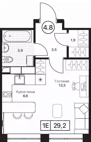 Студия Московская область, Пушкино Пушкино Град жилой комплекс, к2 ... - Фото 0