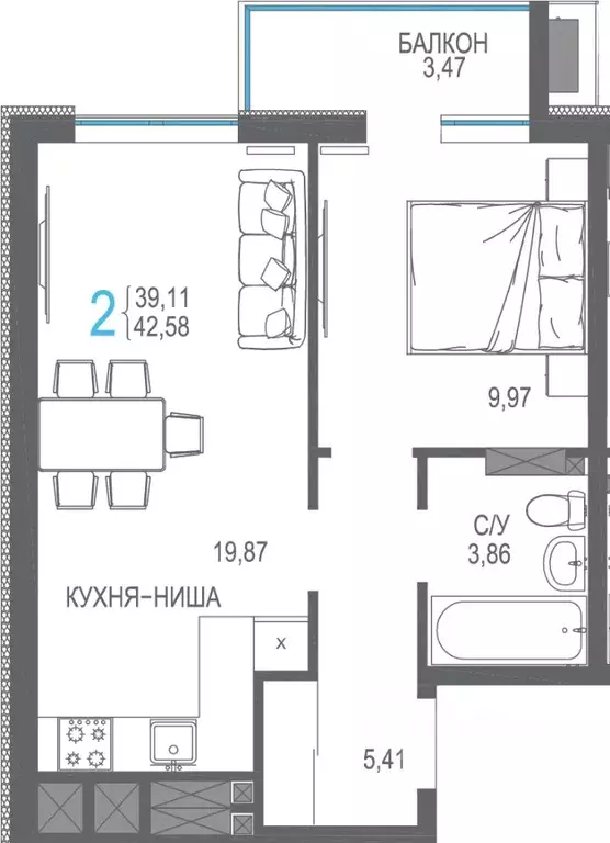 1-к кв. Крым, Симферопольский район, Гвардейское пгт, Республика жилой ... - Фото 1