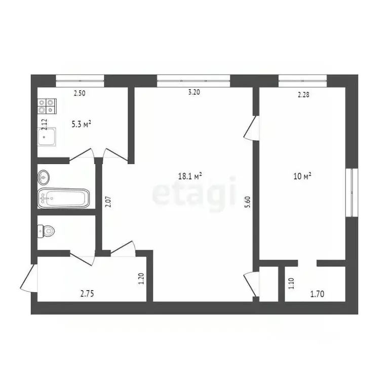 2-к кв. Тюменская область, Тюмень Ямская ул., 114 (42.3 м) - Фото 1