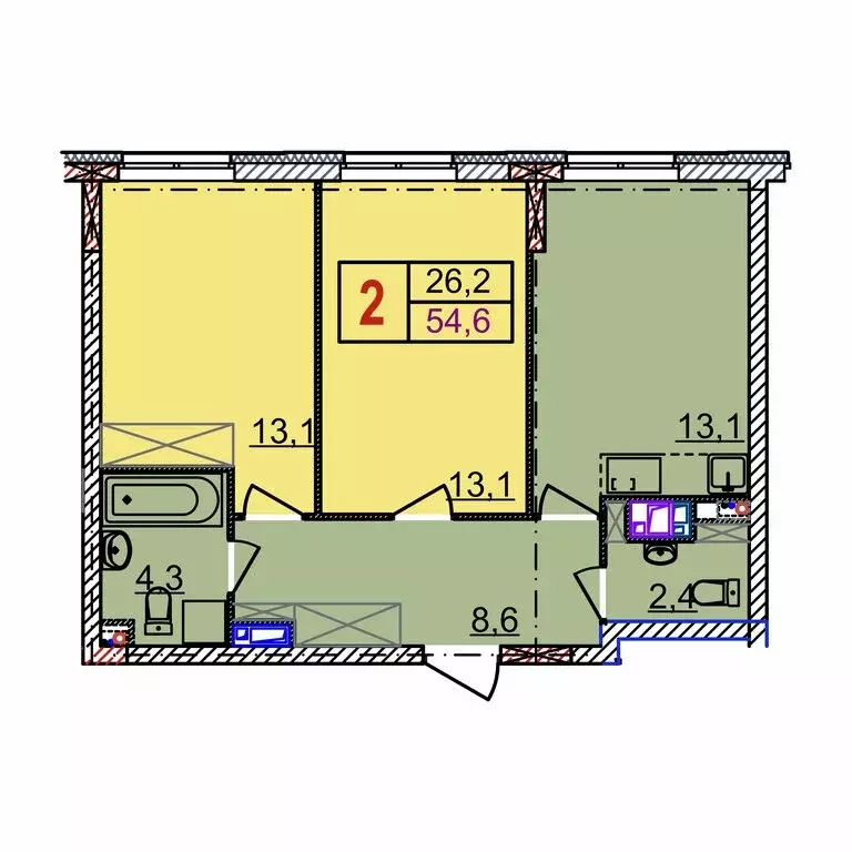 2-комнатная квартира: Нижний Новгород, Артельная улица, 15к1 (54.6 м) - Фото 0