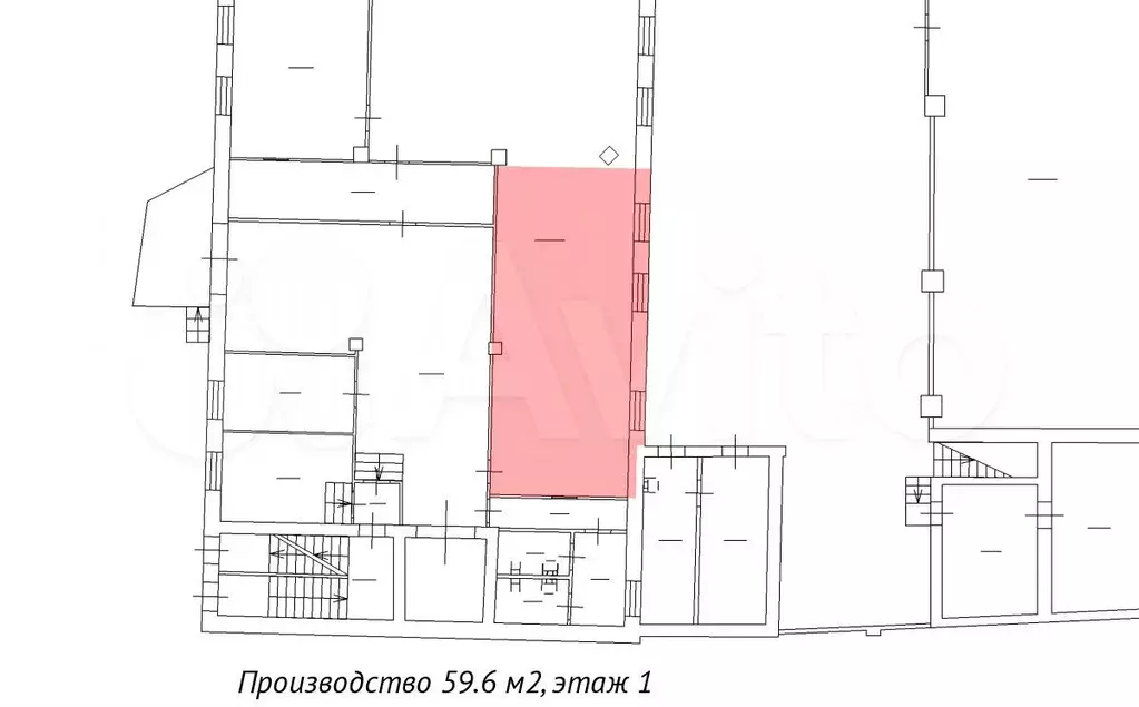 59.6 м2 под производство, 1 этаж, потолок 2,64 м - Фото 0