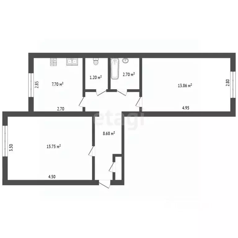 2-к кв. Ленинградская область, Сланцы ул. Кирова, 12 (49.89 м) - Фото 2