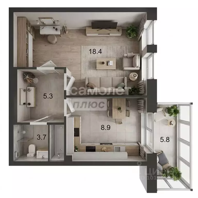 1-к кв. Башкортостан, Уфа ул. Цюрупы, 158/2 (36.3 м) - Фото 2