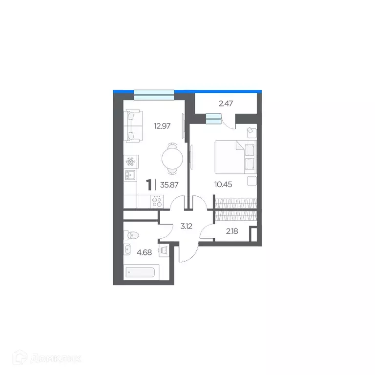 Продаётся 1-к квартира, 35.87 м - Фото 0