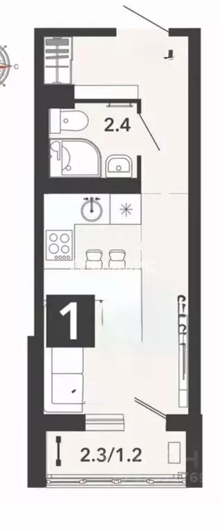 Студия Пензенская область, Пенза ул. Шмидта, 7 (23.0 м) - Фото 2
