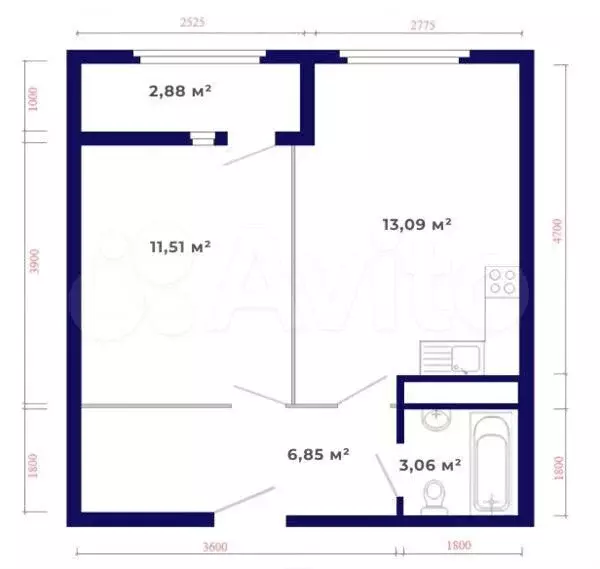 1-к. квартира, 37,4 м, 7/9 эт. - Фото 1