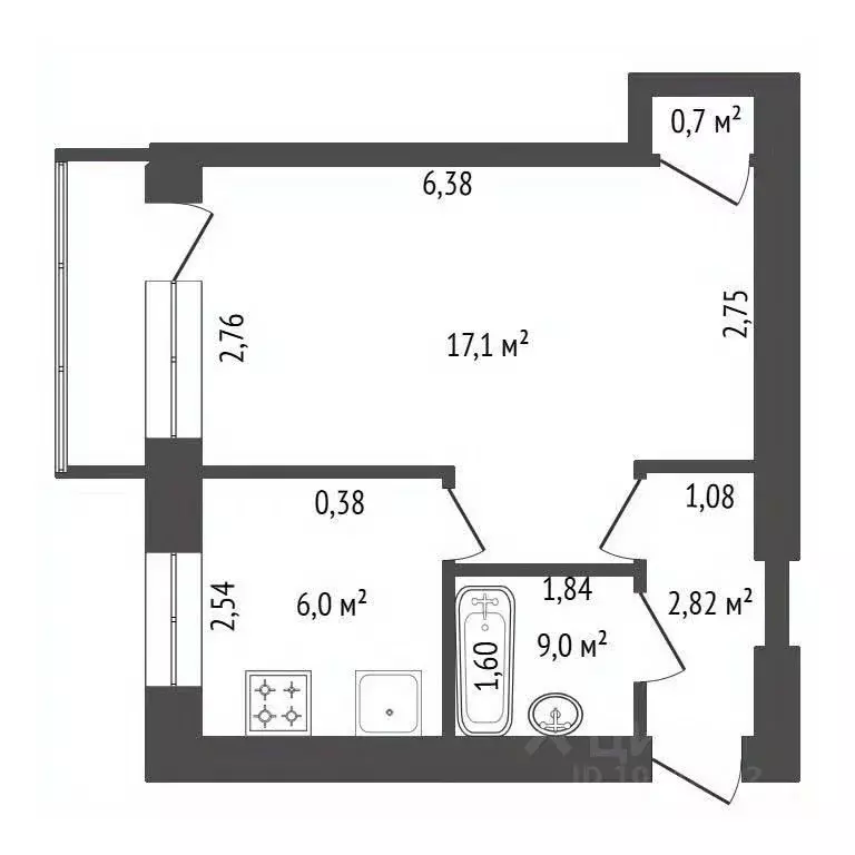 1-к кв. Башкортостан, Уфа ул. Димитрова, 242 (30.0 м) - Фото 2