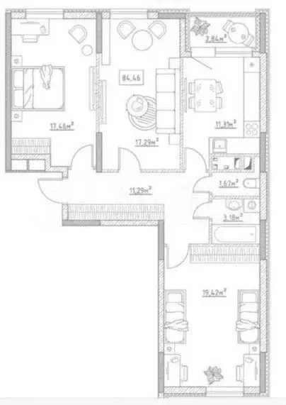 3-к. квартира, 84,5 м, 5/9 эт. - Фото 0