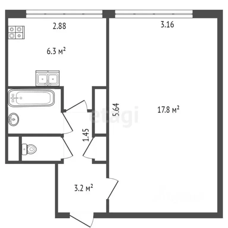 1-к кв. Санкт-Петербург ул. Солдата Корзуна, 42 (30.5 м) - Фото 1