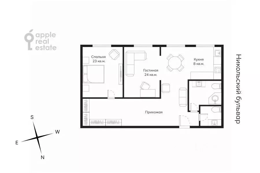 3-к кв. Москва Новинский бул., 18С1 (90.0 м) - Фото 1