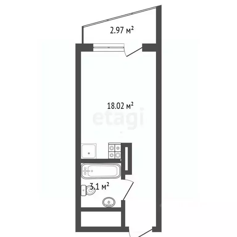 Студия Московская область, Люберцы ул. Юности, 13к1 (21.0 м) - Фото 1