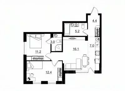 3-к кв. Кировская область, Киров Крылья жилой комплекс (61.9 м) - Фото 1