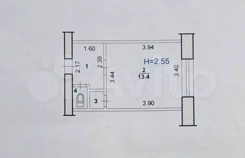Комната 18,5 м в 1-к., 5/5 эт. - Фото 1