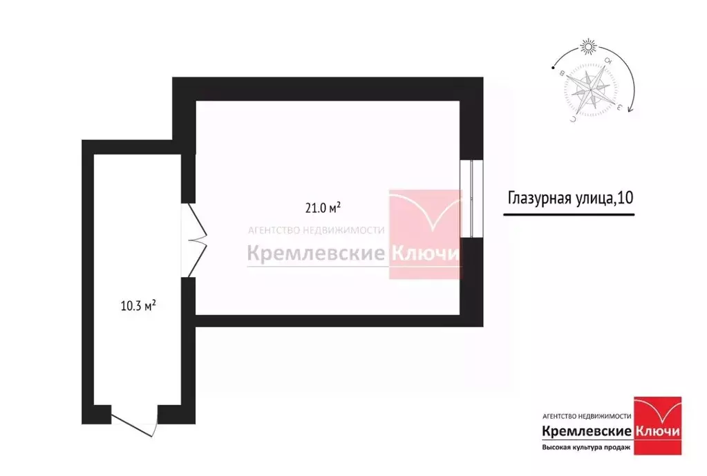 Студия Санкт-Петербург Глазурная ул., 10 (31.0 м) - Фото 2