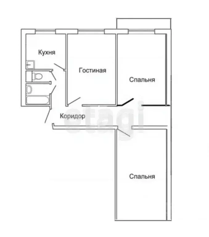 3-к кв. Тульская область, Щекино Юбилейная ул., 6 (56.7 м) - Фото 2