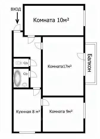 3-к кв. Томская область, Томск ул. Елизаровых, 31 (53.6 м) - Фото 0