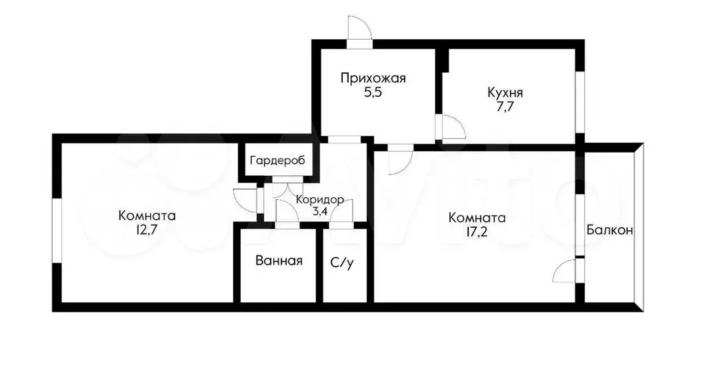 2-к. квартира, 51,5 м, 3/5 эт. - Фото 0