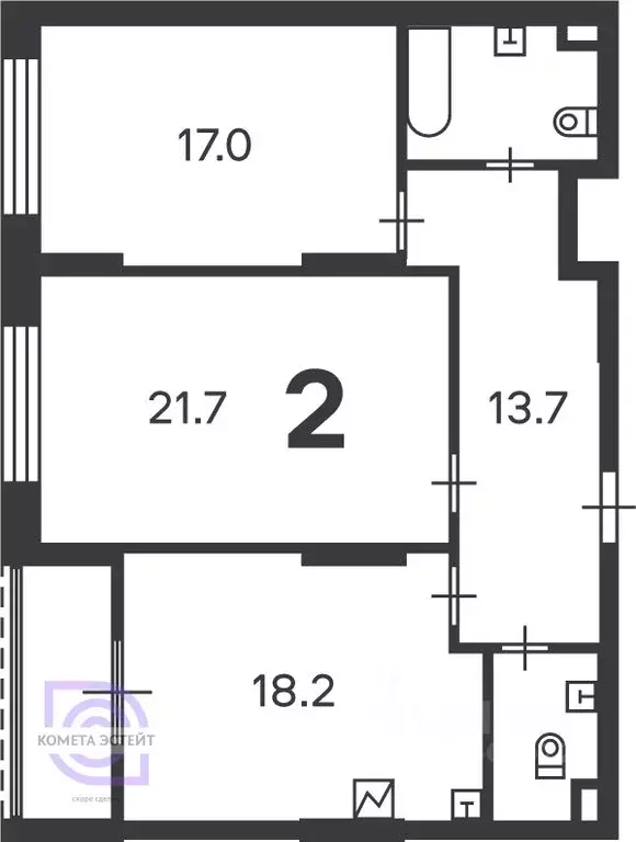 3-к кв. Москва Клинская ул., 2Ак7 (79.0 м) - Фото 1