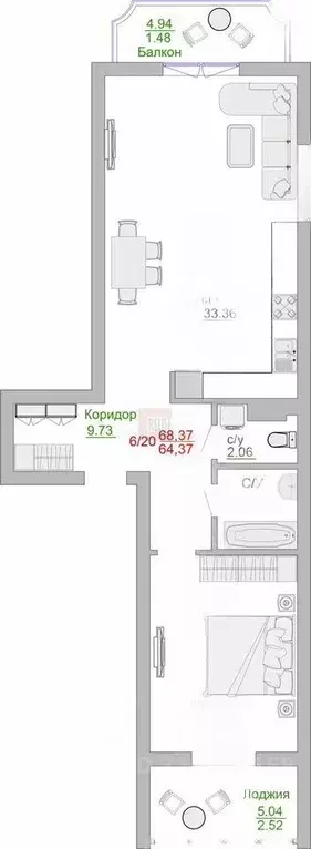1-к кв. Калининградская область, Пионерский Портовая ул., 5 (76.0 м) - Фото 1