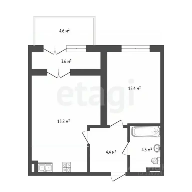 1-к кв. Тюменская область, Тюмень ул. Федюнинского, 30к9 (37.0 м) - Фото 2