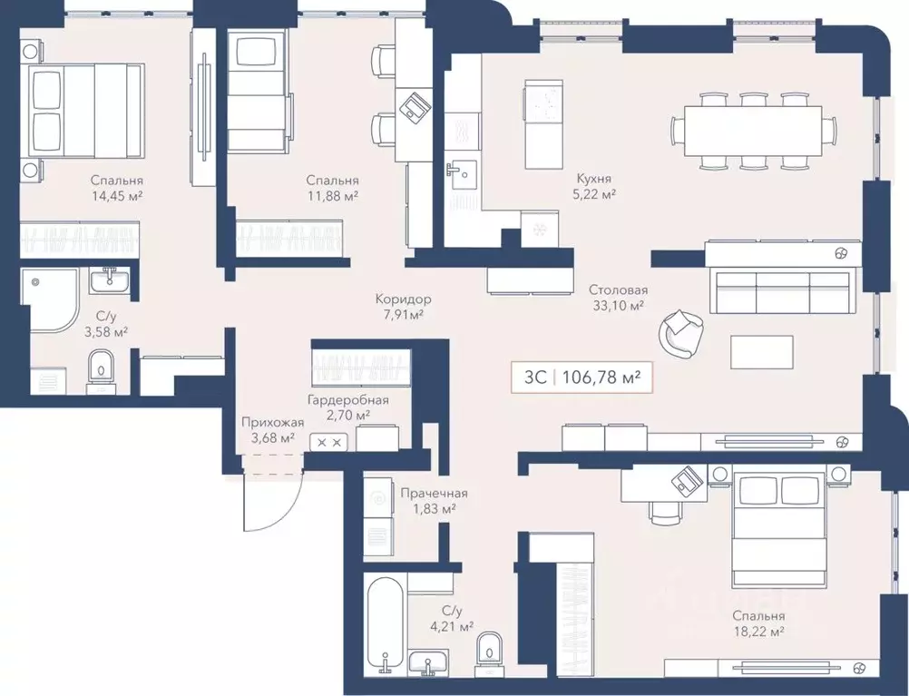 4-к кв. Новосибирская область, Новосибирск ул. Кирова, 119 (108.1 м) - Фото 1