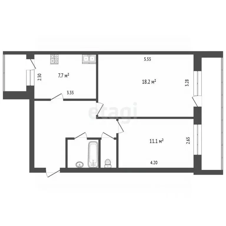 2-к кв. Тюменская область, Тюмень ул. Серова, 23 (52.7 м) - Фото 2