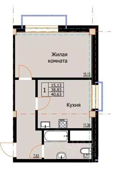 1-к кв. Ставропольский край, Ессентуки  (40.63 м) - Фото 0