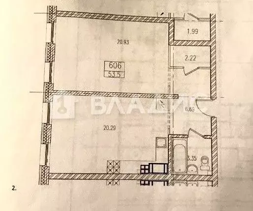 2-к кв. Санкт-Петербург ул. Академика Павлова, 7 (53.0 м) - Фото 1