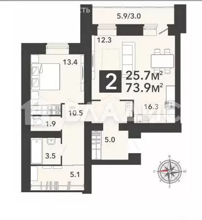2-комнатная квартира: Пенза, улица Шмидта, 7 (79.9 м) - Фото 0