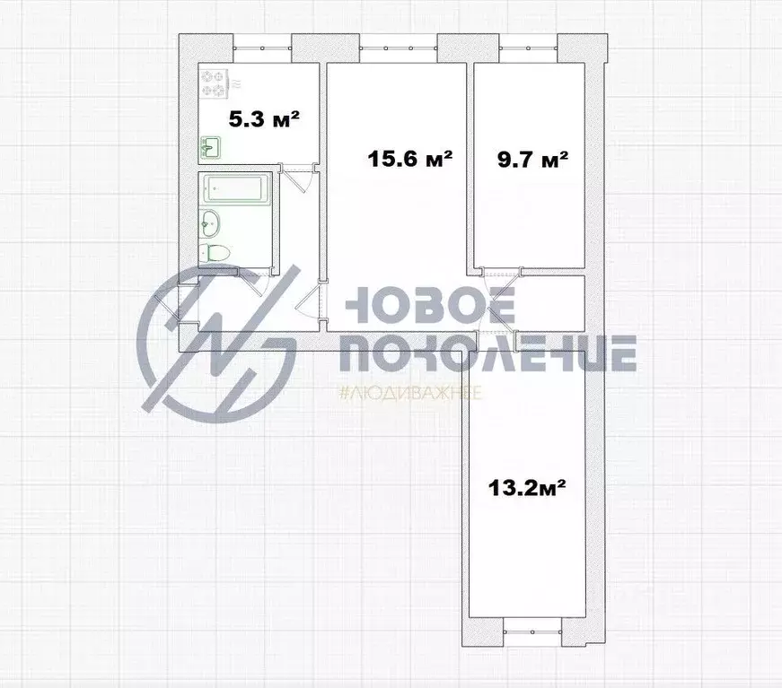 3-к кв. Омская область, Омск Учебная ул., 202 (54.3 м) - Фото 1