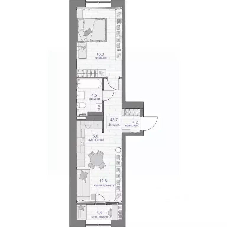 2-к кв. Красноярский край, Красноярск ул. Апрельская, 9А (48.7 м) - Фото 0