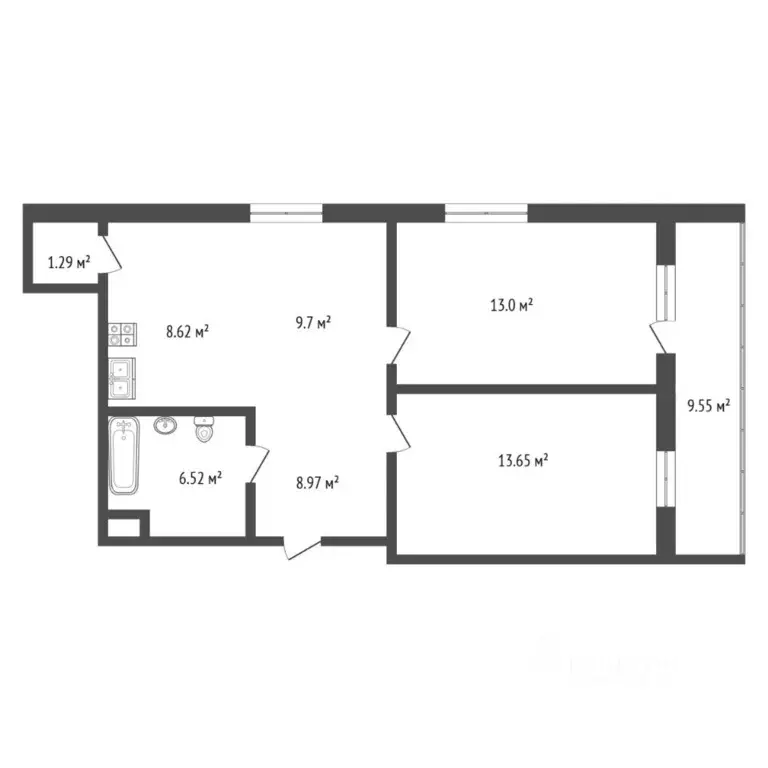2-к кв. Тюменская область, Тюмень ул. Дмитрия Менделеева, 16 (61.1 м) - Фото 2