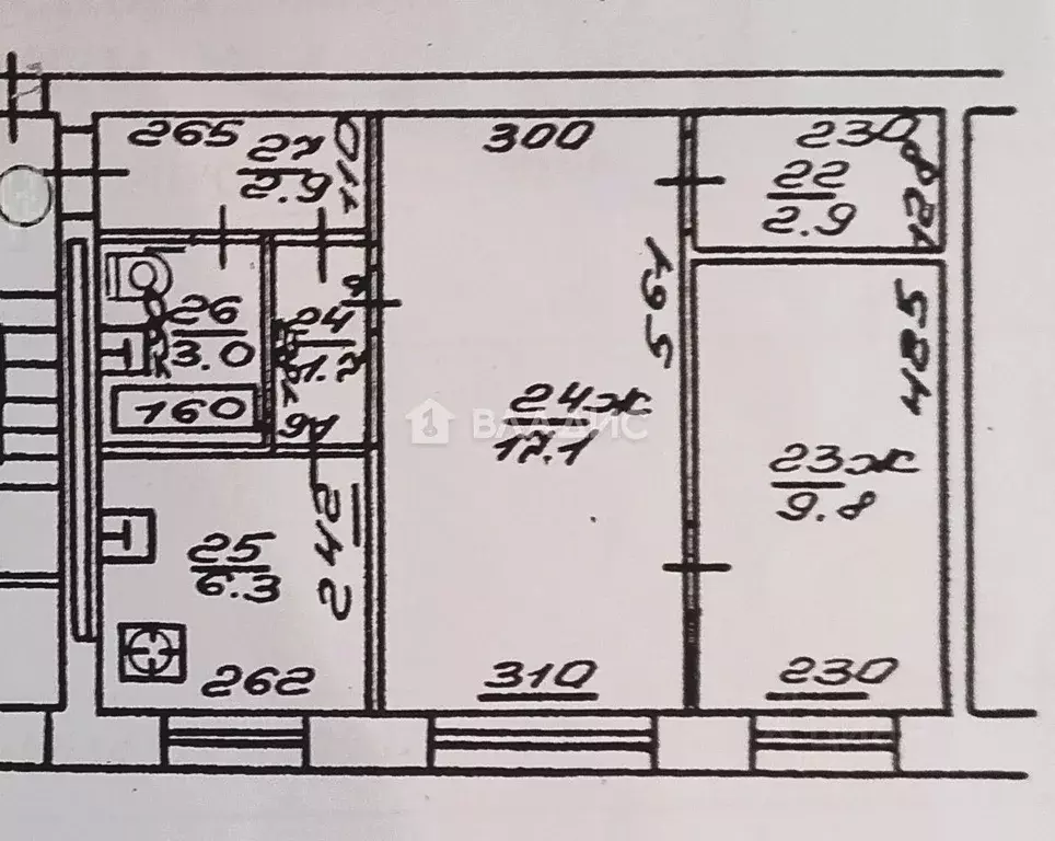 2-к кв. Калининградская область, Калининград Космическая ул., 6 (44.0 ... - Фото 2