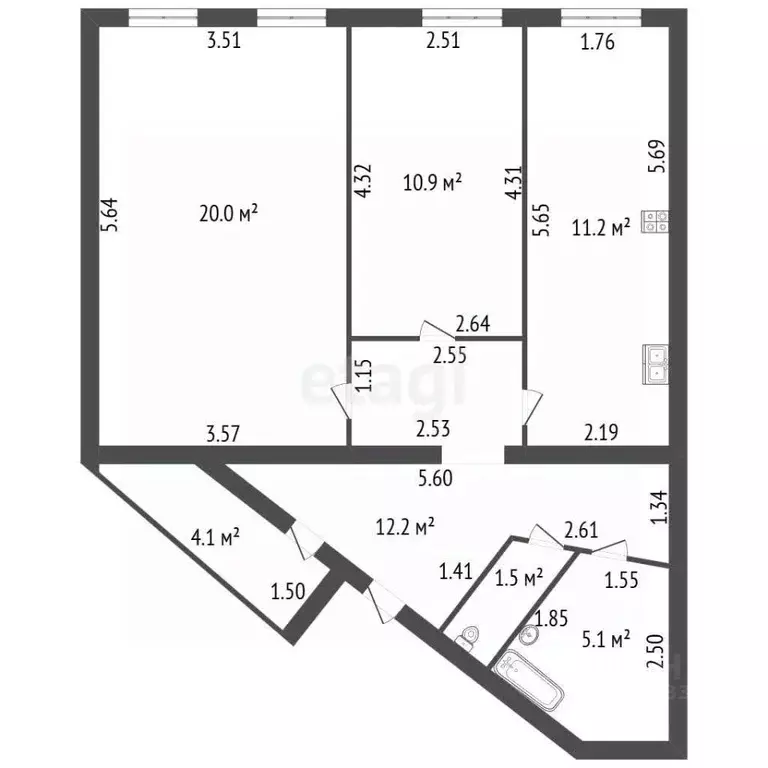 2-к кв. Санкт-Петербург пер. Апраксин, 11 (65.0 м) - Фото 2