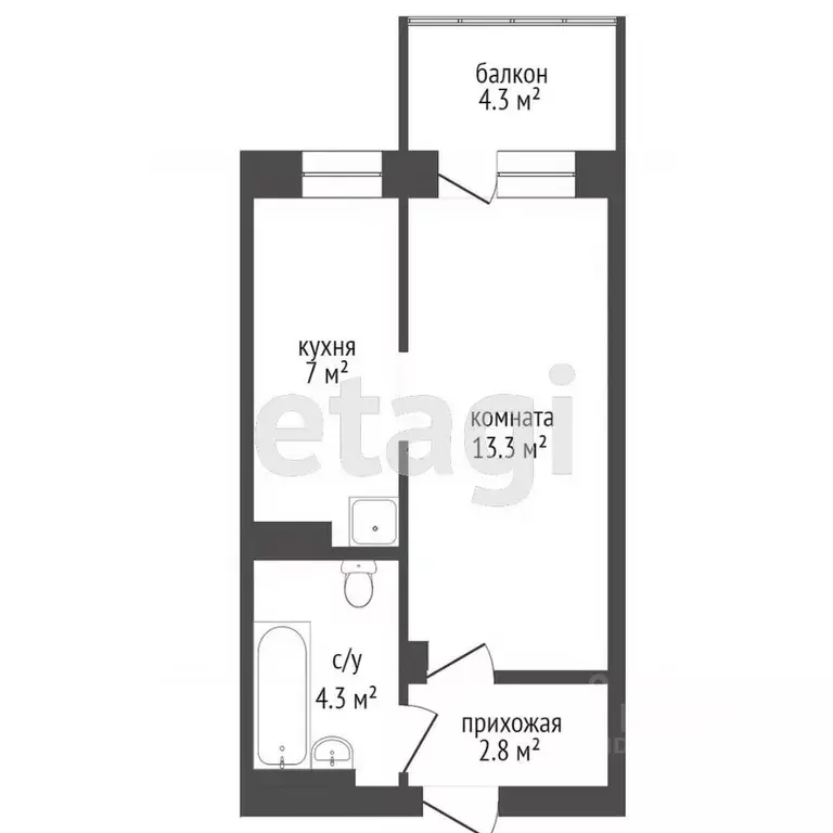 1-к кв. Красноярский край, Красноярск Лесопарковая ул., 49 (31.0 м) - Фото 2