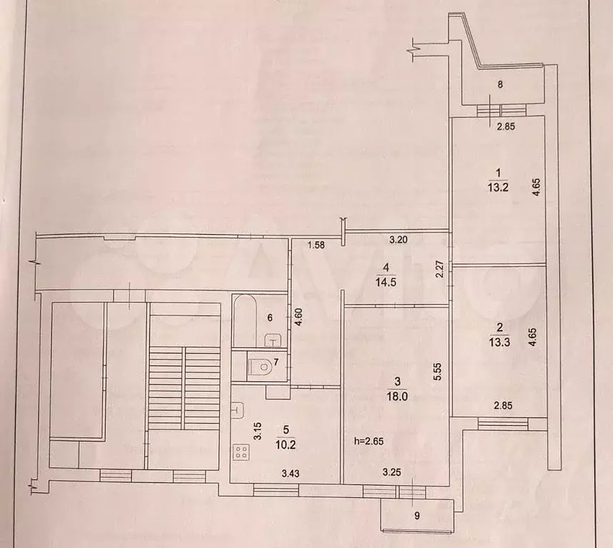 3-к. квартира, 76,3 м, 5/5 эт. - Фото 0