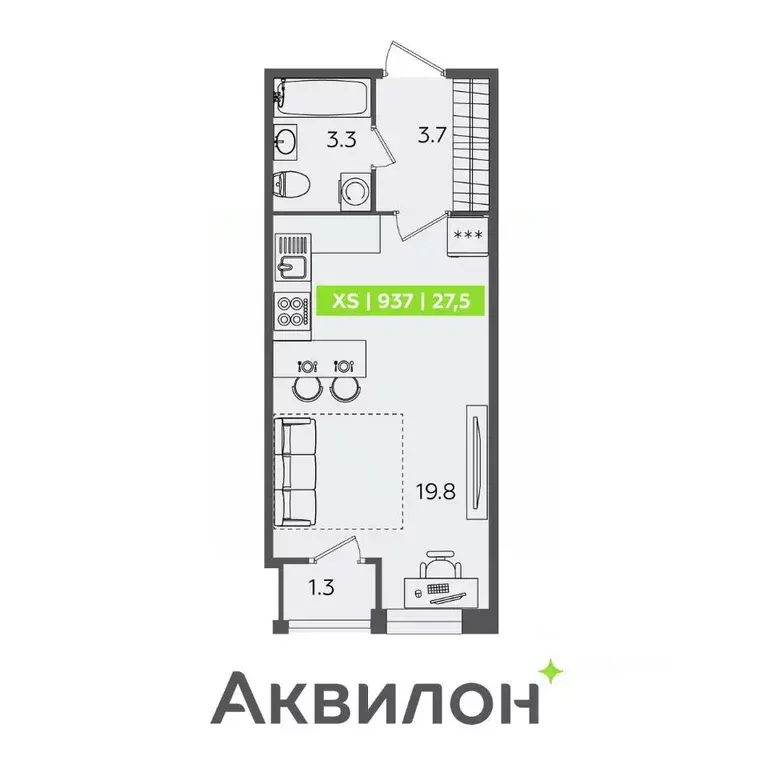 Студия Санкт-Петербург Планерная ул., 87к1 (27.5 м) - Фото 1