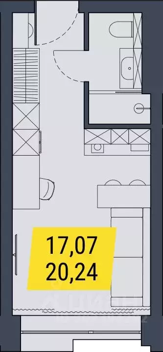 1-к кв. Новосибирская область, Новосибирск  (20.24 м) - Фото 1