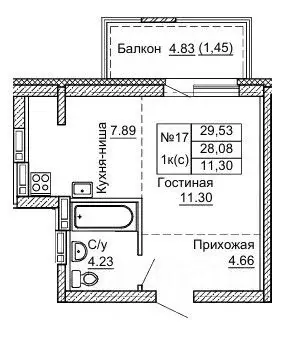 1-к кв. Алтайский край, Барнаул ул. Никитина, 41 (29.53 м) - Фото 0
